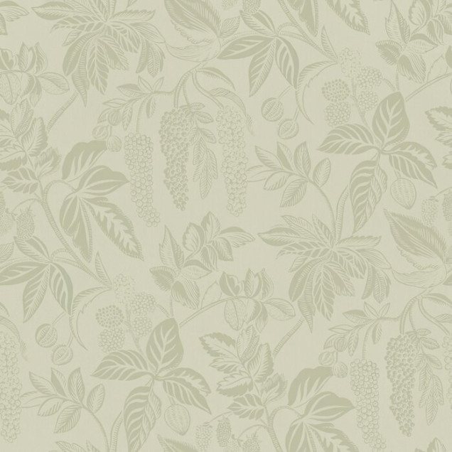 Fototapet cu model floral verde pal într-un living elegant