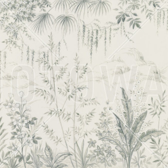 Fototapet cu design floral delicat într-un living modern