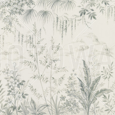 Fototapet cu design floral delicat într-un living modern