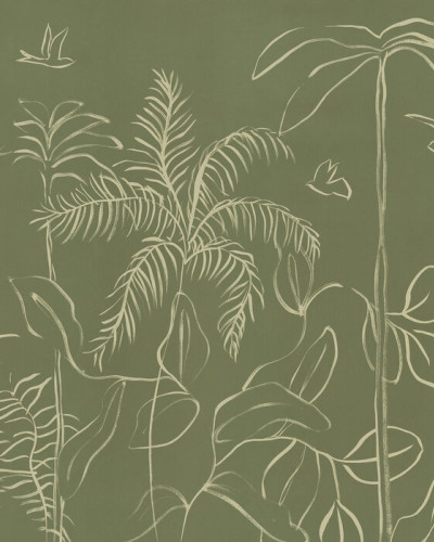 Fototapet cu design floral verde