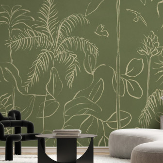 Fototapet cu design floral verde