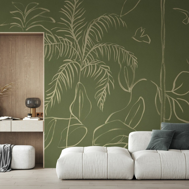 Fototapet cu design floral verde