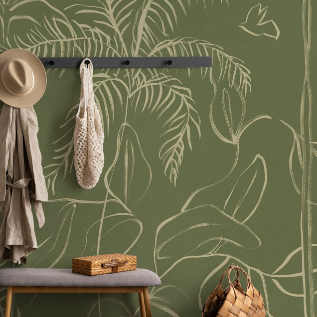 Fototapet cu design floral verde