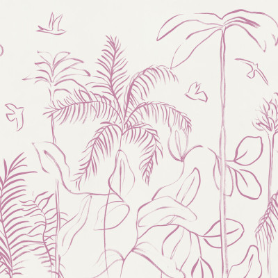 Fototapet cu design tropical roz, linii delicate