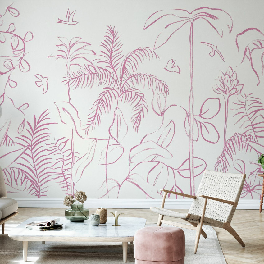 Fototapet cu design floral albastru