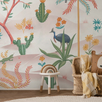 Fototapet Desert Garden - White, ideal pentru camera copiilor