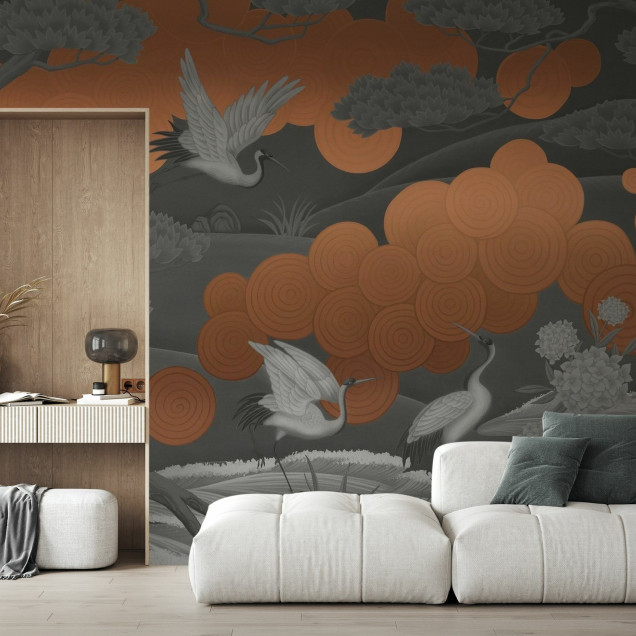 Fototapet cu design abstract elegant în tonuri de gri și cupru