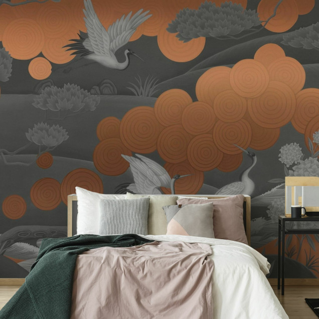 Fototapet cu design abstract elegant în tonuri de gri și cupru