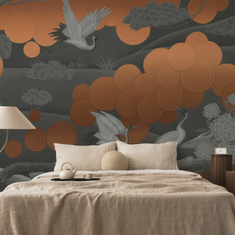 Fototapet cu design abstract elegant în tonuri de gri și cupru