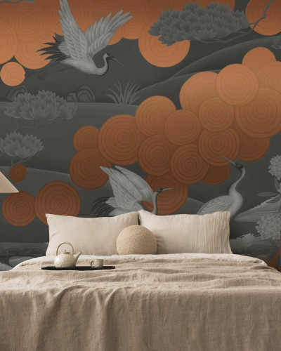 Fototapet cu design abstract elegant în tonuri de gri și cupru