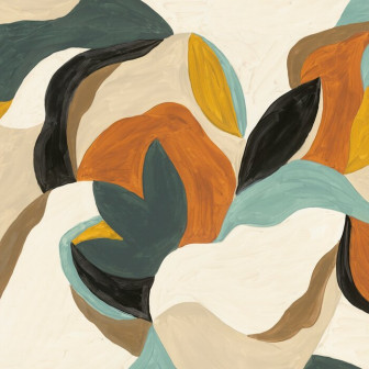 Fototapet abstract cu design modern și culori vibrante în living