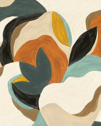 Fototapet abstract cu design modern și culori vibrante în living