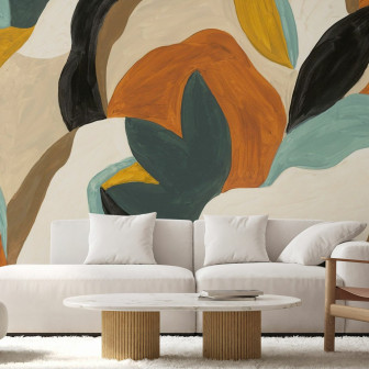 Fototapet abstract cu design modern și culori vibrante în living