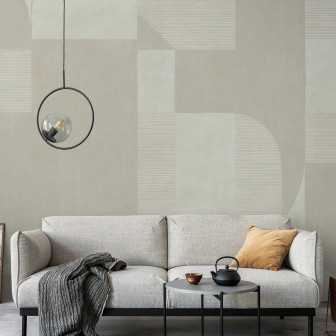 Fototapet bej cu design geometric abstract
