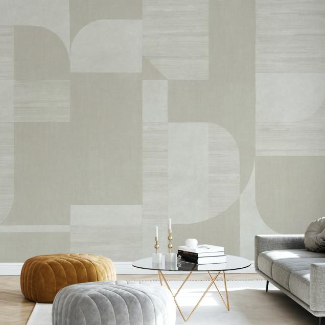 Fototapet bej cu design geometric abstract