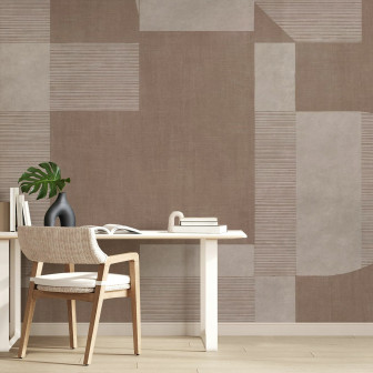 Fototapet cu design geometric în nuanțe de piersică, ideal pentru living sau birou