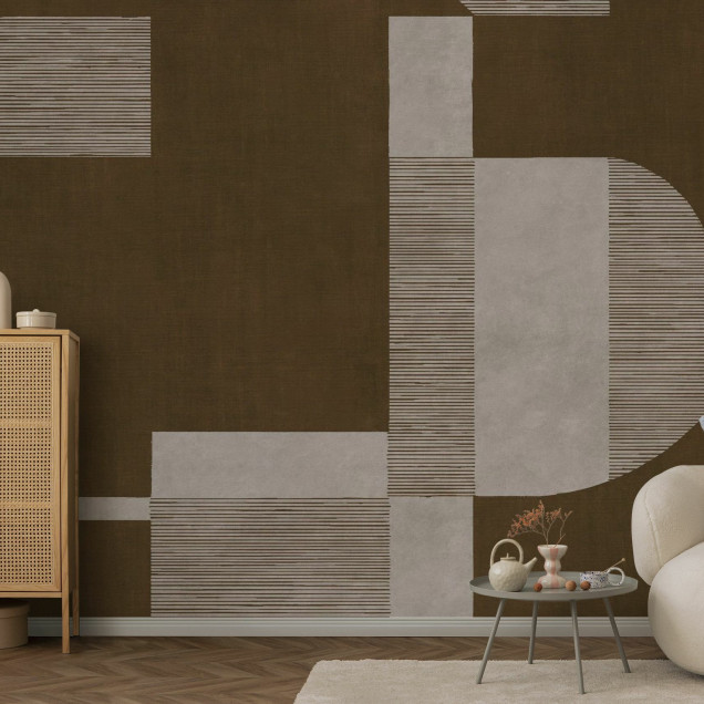 Fototapet cu design geometric in tonuri de maro