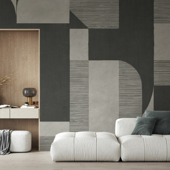 Fototapet cu design geometric în tonuri de gri închis