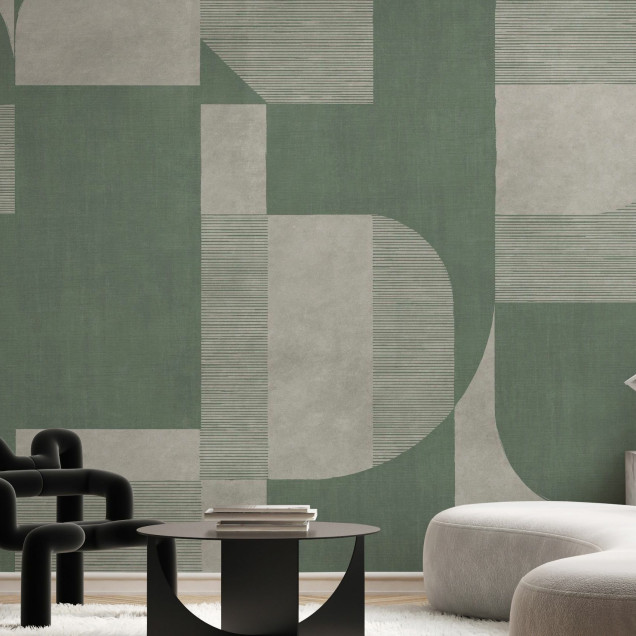 Fototapet cu design geometric verde