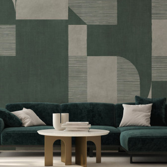 Fototapet cu design geometric în nuanțe de verde închis