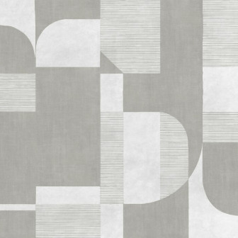 Fototapet cu design geometric în nuanțe de gri deschis într-un living modern