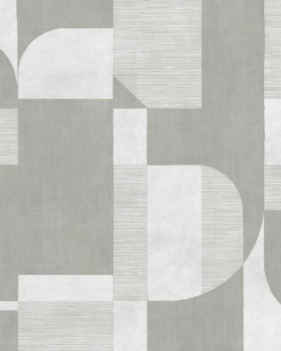 Fototapet cu design geometric în nuanțe de gri deschis într-un living modern