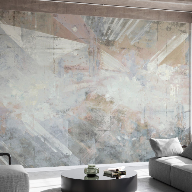 Fototapet decorativ cu textură abstractă în living modern