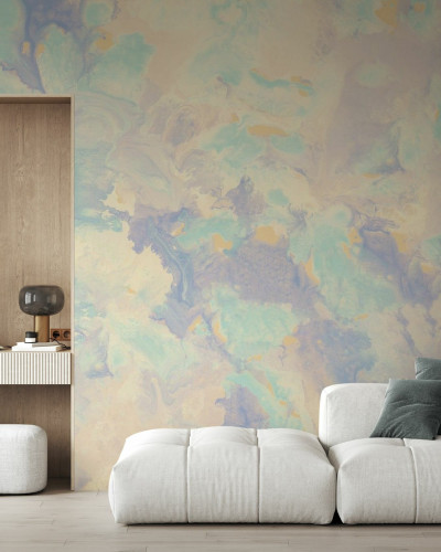 Fototapet cu design abstract marmorat în nuanțe pastelate