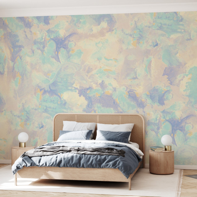 Fototapet cu design abstract marmorat în nuanțe pastelate