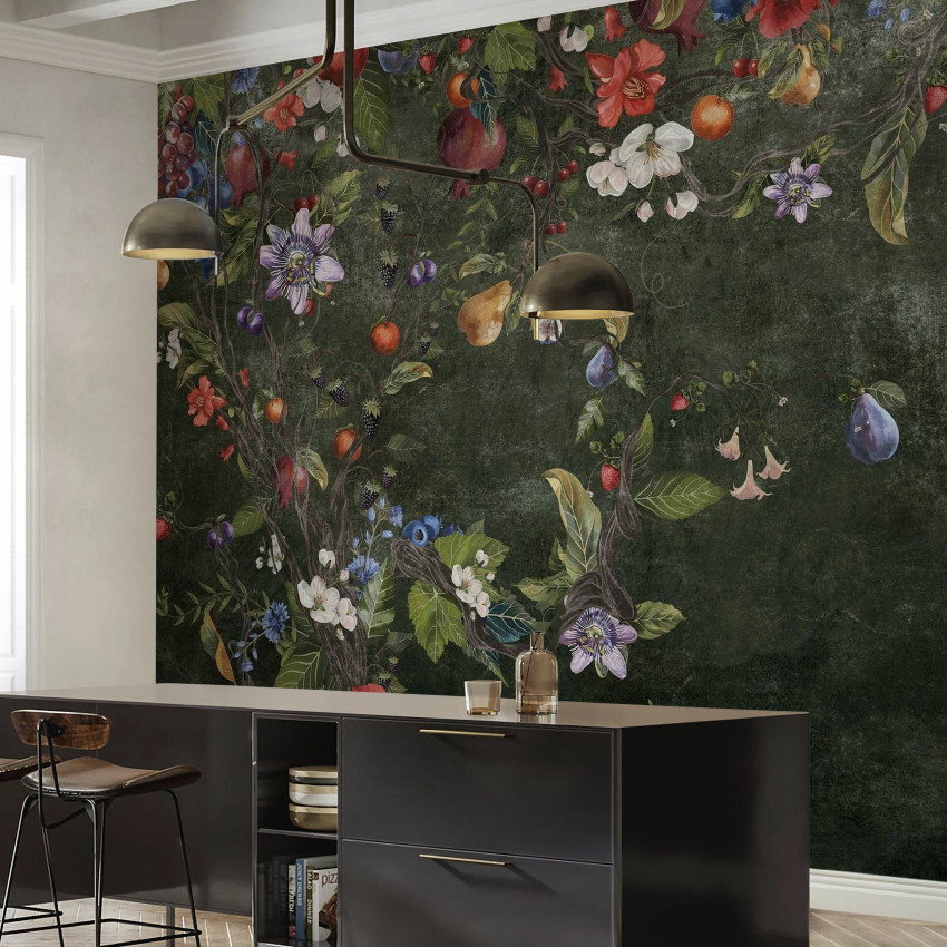 Fototapet cu design floral și fructe