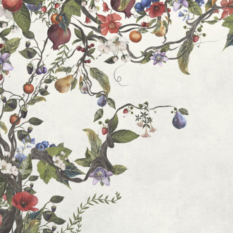 Fototapet cu design floral și fructe