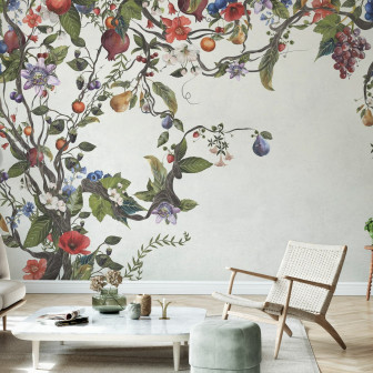 Fototapet cu design floral și fructe