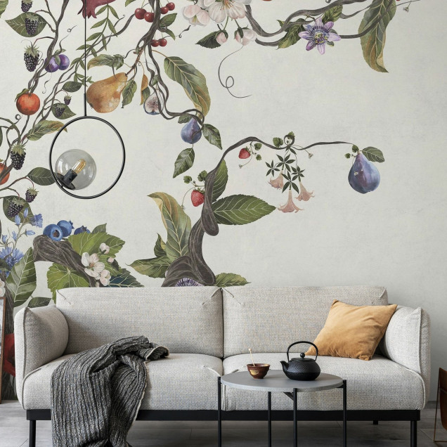 Fototapet cu design floral și fructe