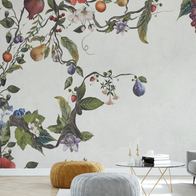 Fototapet cu design floral și fructe