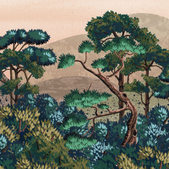 Fototapet cu un design artistic de pădure