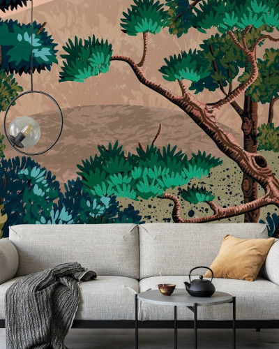 Fototapet cu un design artistic de pădure