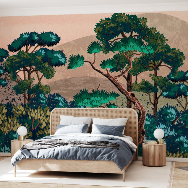 Fototapet cu un design artistic de pădure