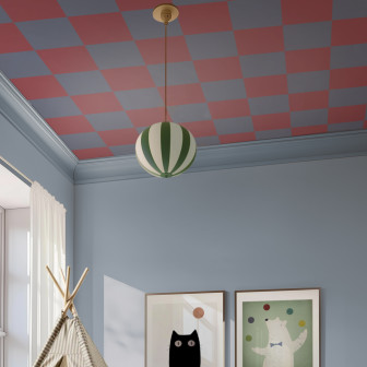 Fototapet cu model geometric în nuanțe de raspberry și albastru