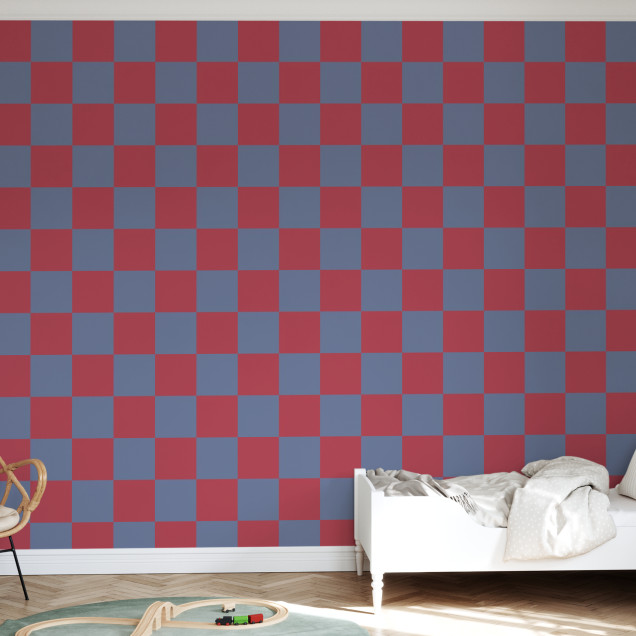 Fototapet cu model geometric în nuanțe de raspberry și albastru