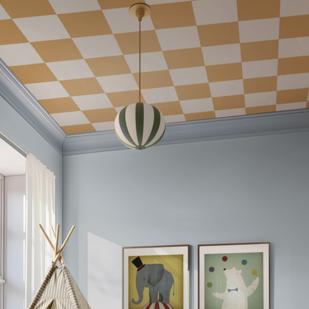 Fototapet cu design geometric în carouri galbene și albe