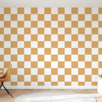 Fototapet cu design geometric în carouri galbene și albe