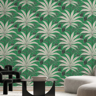 Fototapet cu frunze verzi, design interior