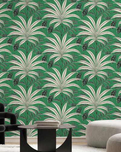 Fototapet cu frunze verzi, design interior