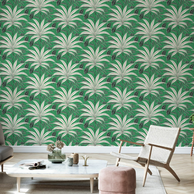 Fototapet cu frunze verzi, design interior