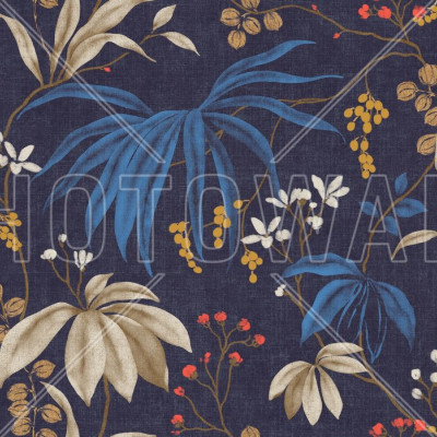 Fototapet floral cu design elegant pe fundal albastru