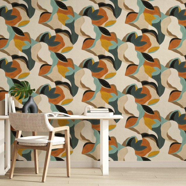 Fototapet cu design abstract modern în tonuri calde