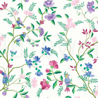 Fototapet floral cu pasari