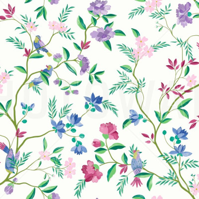 Fototapet floral cu pasari