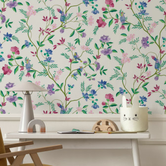 Fototapet floral cu pasari