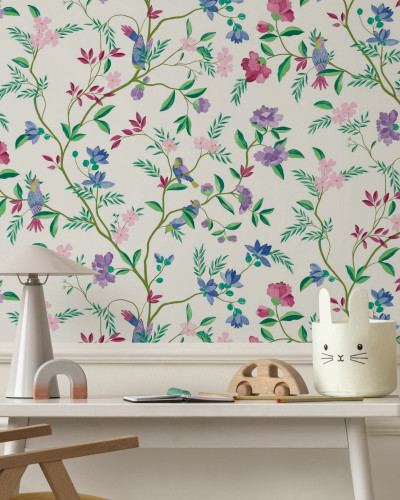 Fototapet floral cu pasari